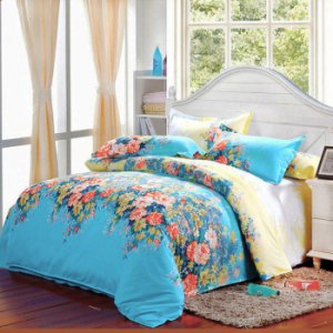 祥怡蠶絲被100桑蠶絲夏涼被空調(diào)被 活性印花雙人被子 絎縫被芯 愛麗絲-藍(lán) 100%桑蠶絲2斤 200*230cm