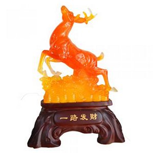 一路發(fā)財 一路發(fā)財梅花鹿白菜仿玉工藝品擺件 家居開業(yè)新店招財禮品